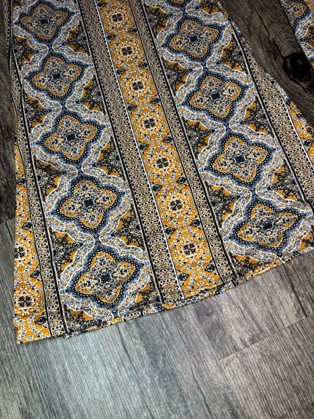 Boho Pattern High Waisted Pants Soft Stretchy Material Bell Bottom Flare Palazzo - Picture 6 of 12